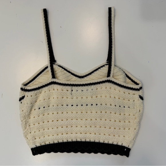CIDER Cream & Black Crochet Knit Crop Top / Bralette - Picture 2 of 5